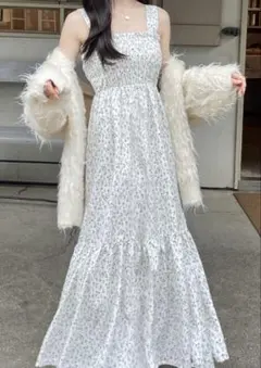 花柄シャーリングティアードキャミワンピース[on227]