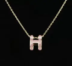 hロゴ hモチーフ hネックレス ピンク　専用