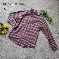 ノースフェイス チェックシャツ M 赤紺黄 長袖 アウトドア ポリ綿 春秋登山服のサムネイル