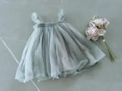 淡いグレーのチュールベビードレス 70-80