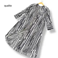 カリテ ランダムストライプ シャツワンピース 前開き羽織り 38 M モード 春