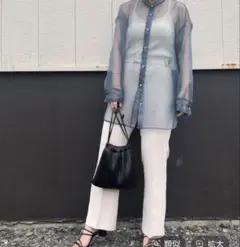 JEANASIS シアーバンドカラーシャツ 長袖　ジーナシス