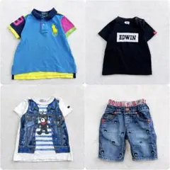 男の子 90cm 夏服 4点 まとめ売り ミキハウス ダブルB ポロ エドウィンのサムネイル