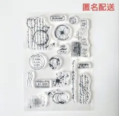 クリアスタンプ コラージュパーツ インク痕 方位磁石 エアメール 線 16パーツ