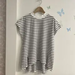 11【M】グローバルワーク　ボーダー フレンチスリーブ Tシャツのサムネイル