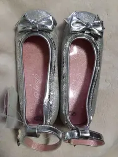 【マザウェイズ 】フォーマルシューズ 18cm シルバー ラメ 発表会 結婚式