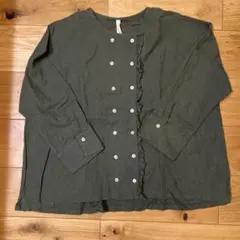 cloudnine 長袖ブラウス カーキ フリル ダブルボタンのサムネイル