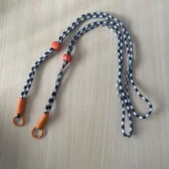 スマホショルダー ストラップ 紐 黒 オレンジ パラコード