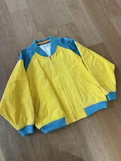 90s カラーブロック ブルゾン 中綿 切替デザイン イエロー　グリーン