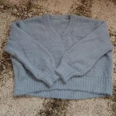 【ViS】ライトブルーVネックニット サイズF