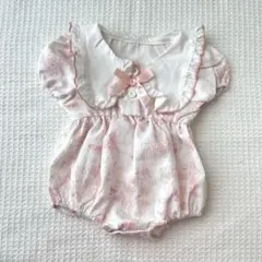 【美品】とっても可愛い♡ベビー服♡ベビー　ロンパース　ベビーピンク♡着画有りのサムネイル