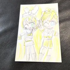 リンとレン 手描きイラスト ハガキサイズ　初音ミク