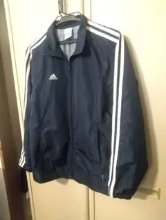 adidas ウインドブレーカーナイロンジャケットネイビーサーモンピンクライン