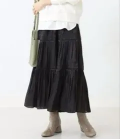 【最終お値下げ•美品】ビーミングバイビームス　ティアードロングスカート ブラック