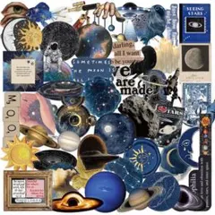 ❣️space宇宙PETシールコラージュ素材ステッカー50枚