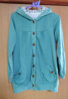 即日発送☆フード付きミントグリーンパーカー　Ｌ