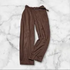 ZARA　ザラ　ベルト風ワイドレッグパンツ　Ｍ　ブラウン　ウエストバックゴム