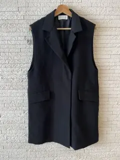 グローバルワーク ロングジレ ベスト ブラッ ク 黒