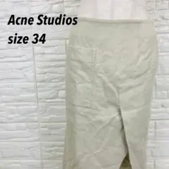 名作★Acne Studios リネン混 ラップ風タイトスカート ベージュ 34のサムネイル
