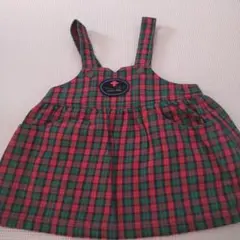 FAMILIAR ジャンバースカート 80サイズ 赤・緑チェック