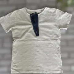 OCEAN & GROUND デニム切替 ヘンリーネック Tシャツ 140美品のサムネイル