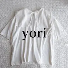 美品】yori スカラップカラーカットソー ブラウス ホワイト ストレッチ