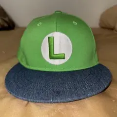 USJ ルイージ キャップ Lロゴ付きグリーンデニムキャップ