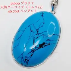 Pt900 プラチナ 天然ターコイズ 40.70ct ペンダントトップ 甲府産