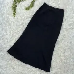 ロングフレアスカート ブラック フォーマル シンプル ウエスト61
