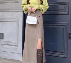 GRL 千鳥格子柄ラップ風ロングスカート