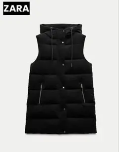 【ZARA】ザラ ロング丈パフベスト ブラック XS