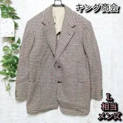 【キング商会】ジャケット　チェスターコート　メンズ　ベージュ　千鳥格子柄