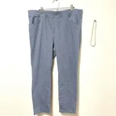 【新品・未使用】大きいサイズ　4L ブルーストライプ　ストレッチパンツ