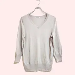 ルクールブラン ニット Vネック ベージュ 長袖 Mサイズ カジュアル 春