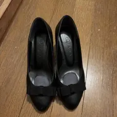 DIANA ダイアナ　グログランリボン付きブラックパンプス　22センチ