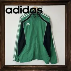 adidas アディダス ナイロンジャケット L 三本ライン 刺繍ロゴ 古着