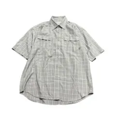 Columbia チェック柄シャツ　半袖　カーキ　M 8#b