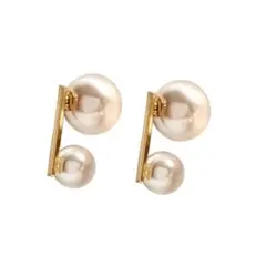 ビッグ プラチナ パール シルバー925針 ピアス 韓国 ゴールド C457-3