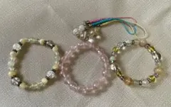 ブレスレット♡水晶ストラップ　各3セット handmade