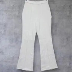 Clear セミフレアパンツ S ベージュ ストレッチ 美脚 センターステッチ