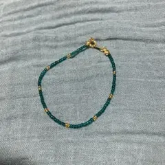 ブルーグリーンとゴールドのビーズブレスレット no.5