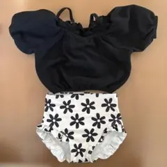 LOWRYSFARM セパレート水着 黒と白の花柄