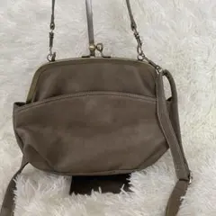 美品　がま口 ショルダーバッグ 2WAY レトロ ヴィンテージ風 ベージュ