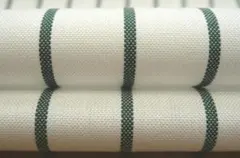 A400・綿100％・ストライプ柄・オフ白/グリーン3m・ブロードよりやや厚地