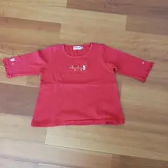 ミキハウス 赤 Tシャツ 100　うさぎ　七分丈