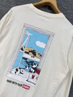 CHUMS チャムス バックプリント ロンt ロゴ刺繍 オフホワイト Lのサムネイル