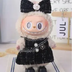 ☆ 3点セット 10㎝ LABUBU 黒ドレス　ラブブ ぬい服 コスチューム02