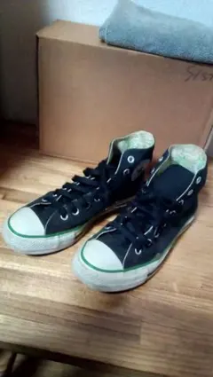 コンバース オールスター ハイ ハイカット  グリーン ライン 黒×緑