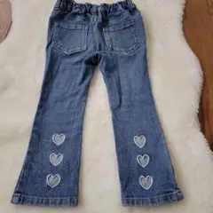petit main プティマイン ハート フレア デニム パンツ