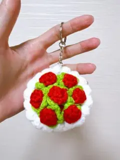 【ハンドメイド】赤 バラ 花束 キーホルダー 可愛い ミニ